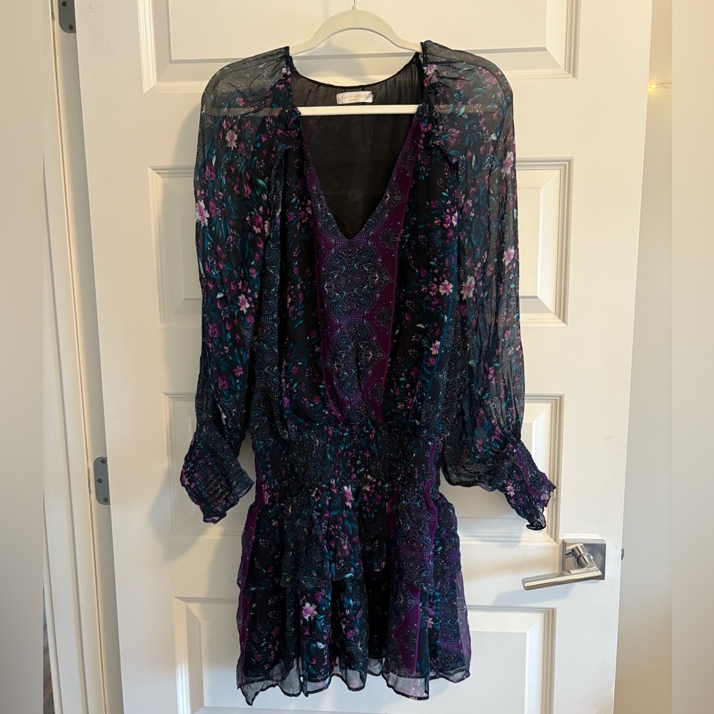 Ramy Brook Floral Sheer Long Sleeve Dress
